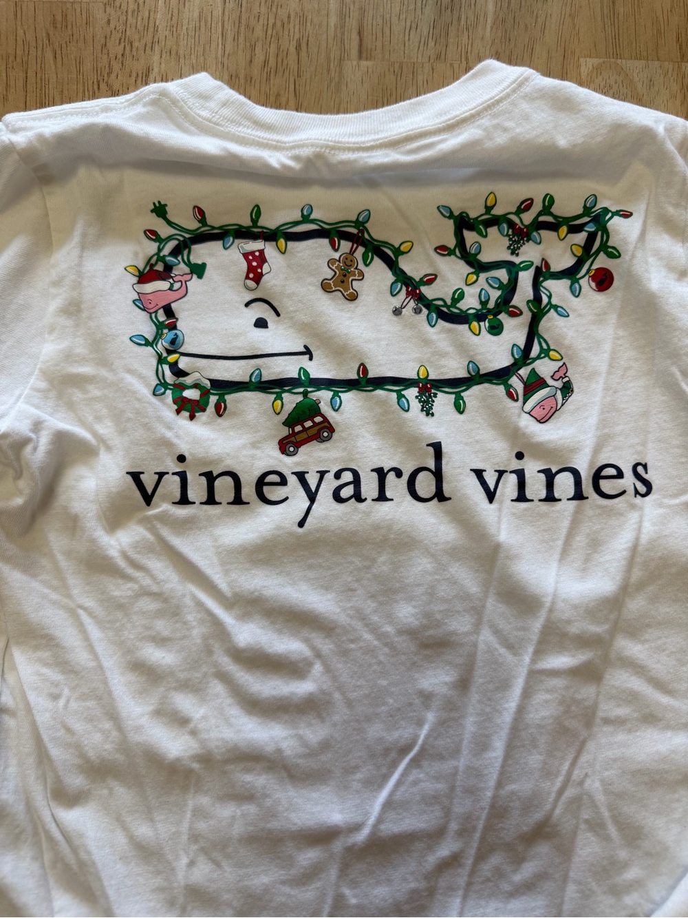 Vineyard Vines Boys 6 Christmas Whale Long Sleeve Pocket Tee VGUC